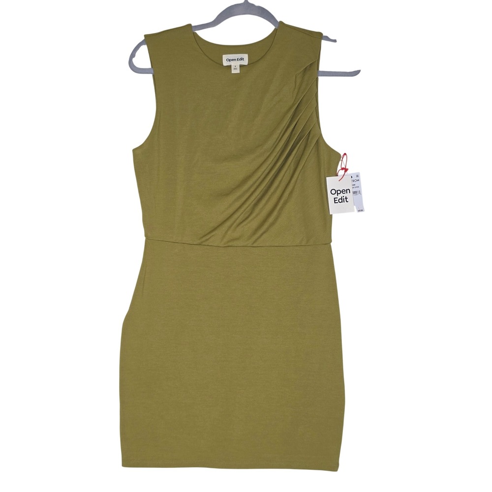 Open‎ Edit Olive Green Pleated Sleeveless Mini Dress NWT SzS Sexy Glam Datenight
